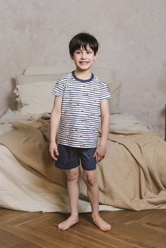 Korfu Pigiama bambino manica corta, pantaloni Moda italiana - stampa/verde
