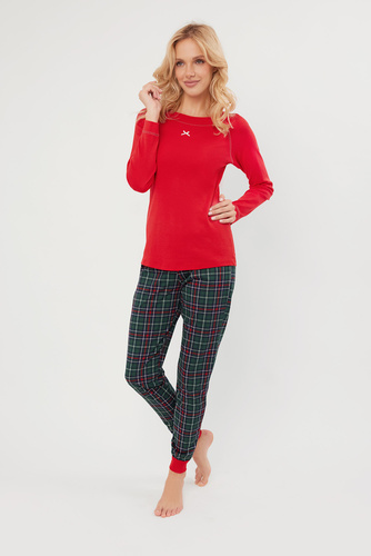 Foggia Pigiama donna manica lunga, pantalone lungo Moda italiana - rosso/stampa