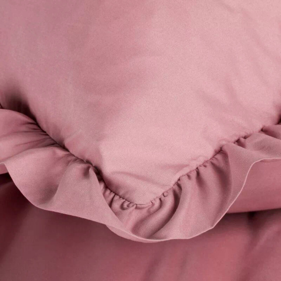 Biancheria da letto in microfibra Eurofirany MI con volant, morbida, con cerniera, rosa