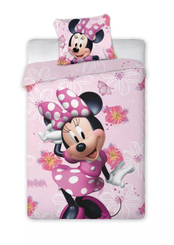Biancheria da letto in cotone rosa Minnie Mouse Faro -100% cotone, set Disney