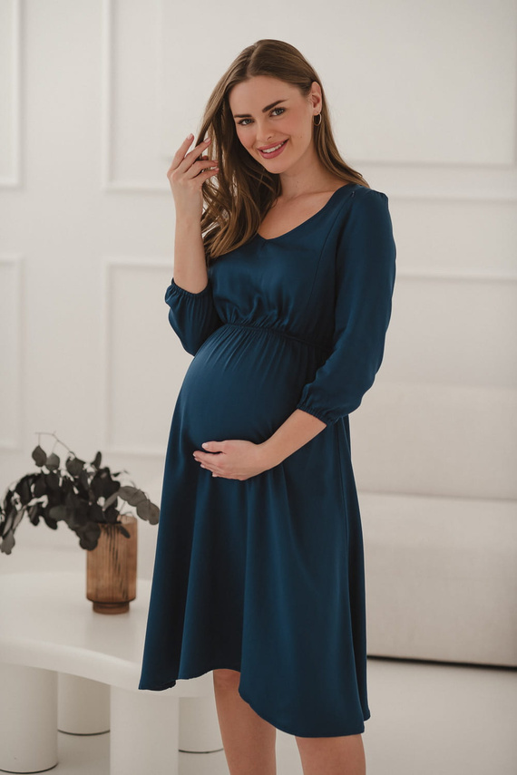 Lovely Dress Vestito midi per la maternità e l'allattamento Milk&Love - blu navy, 100% viscosa, manica a 3/4 | Stile e comfort