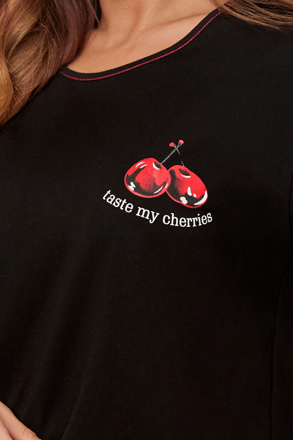 Cherry Pigiama da donna a maniche corte, pantaloni corti Moda italiana - nero/stampa