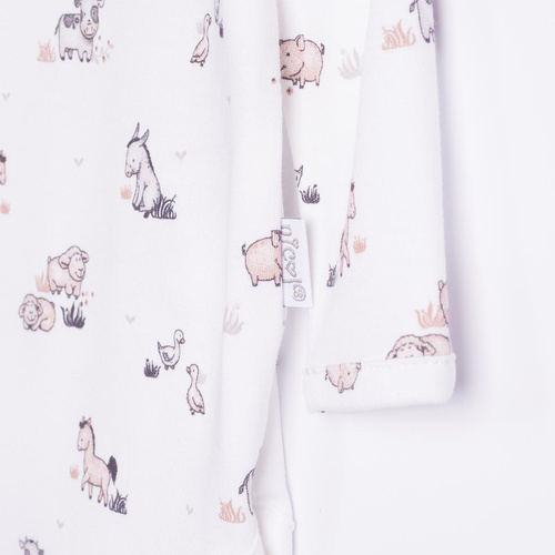228095 Nicol FARMA Body neonato manica lunga cotone animali crema
