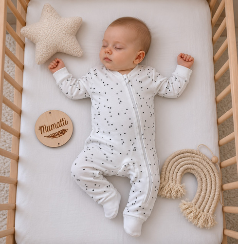 Mamatti Pagliaccetto Neonato PS16241 Bianco con Cerniera in Cotone