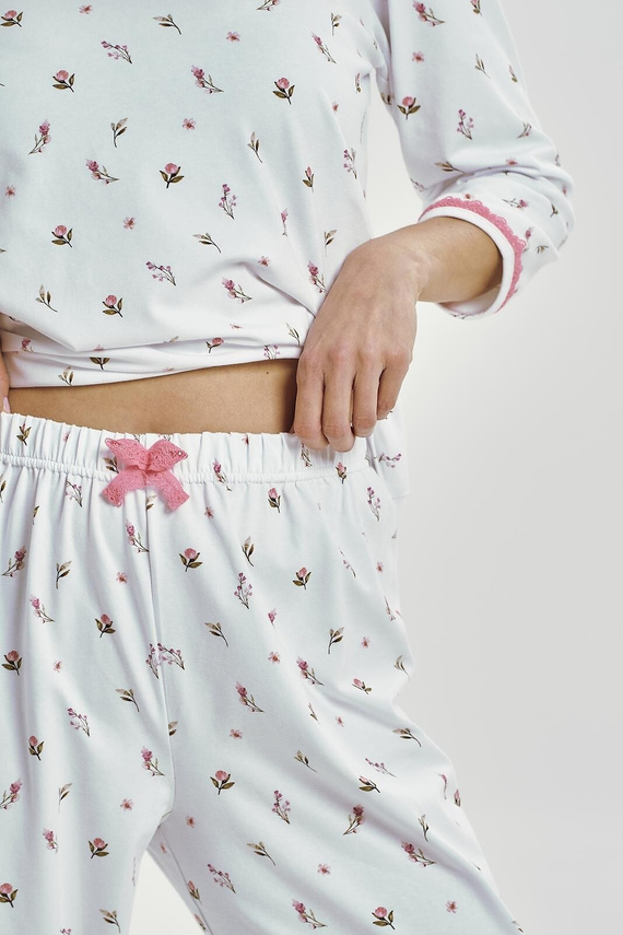 Elodie 3432 Taro pigiama donna bianco cotone manica 3/4 confortevole