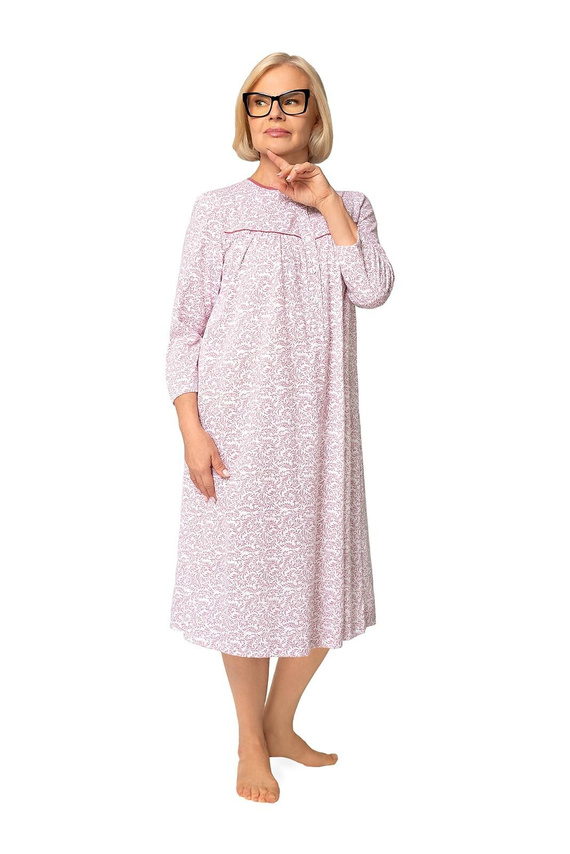 Bogna II 204 Camicia da notte Martel 41 bordeaux camicia da notte in cotone con maniche lunghe, abbottonata, ideale come regalo per la nonna
