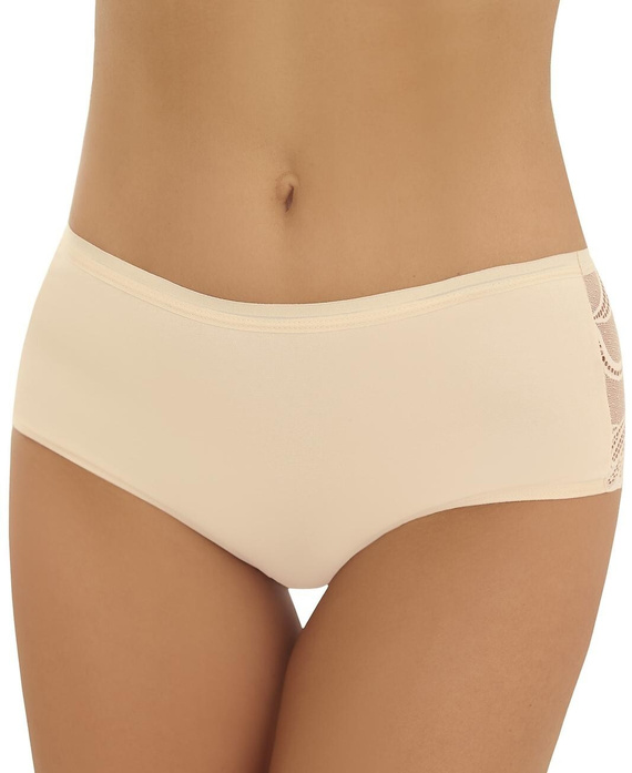  Slip da donna a vita alta in cotone beige con inserto in pizzo sul retro, marca Lori Emili.