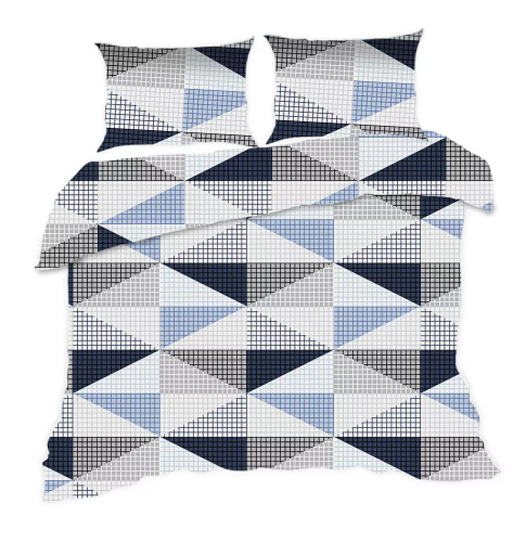 1914N Biancheria da letto in cotone Classic E24 Karo geometria blu - 100% cotone, resistente, colorato, set da 2 pezzi