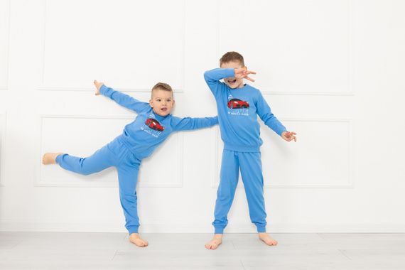 Pigiama bambino Gordo - cotone, maniche lunghe e pantaloni con coulisse Italian Fashion - blu