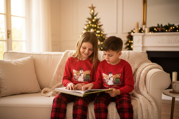 593/171 966/171 Pigiama invernale da bambino Cornette - Natale, rosso, cotone