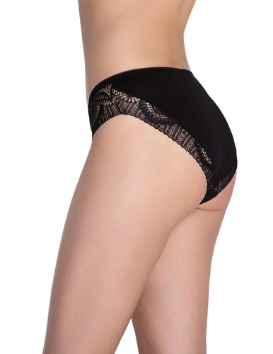 Lama L-1588 BI slip bikini in pizzo di cotone nero/beige, confezione da 2