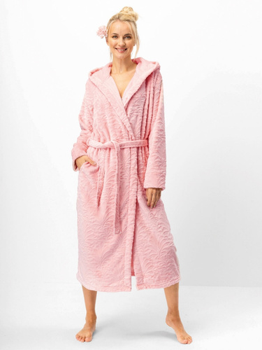 Accappatoio da donna Key LGL 565 rosa- morbido, elegante Velvet Super Soft