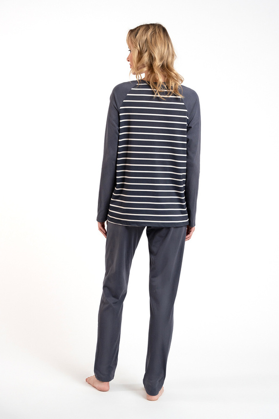 Oda Pigiama da donna manica lunga, pantaloni lunghi Moda italiana - stampa grafite/grafite