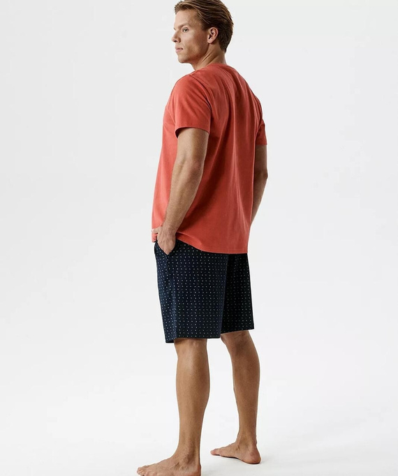 Pigiama uomo Atlantic NMP-400 rosso 100% cotone – leggero estivo