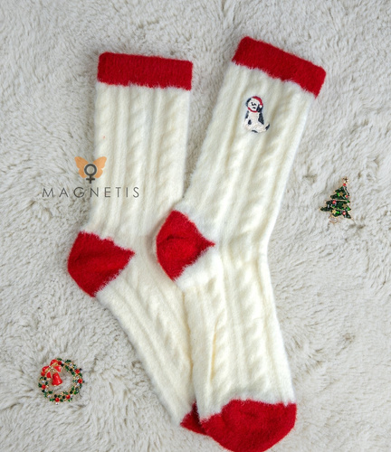 Calzini da donna Magnetis YN5034 dog - in cotone, festosi con ricamo decorativo