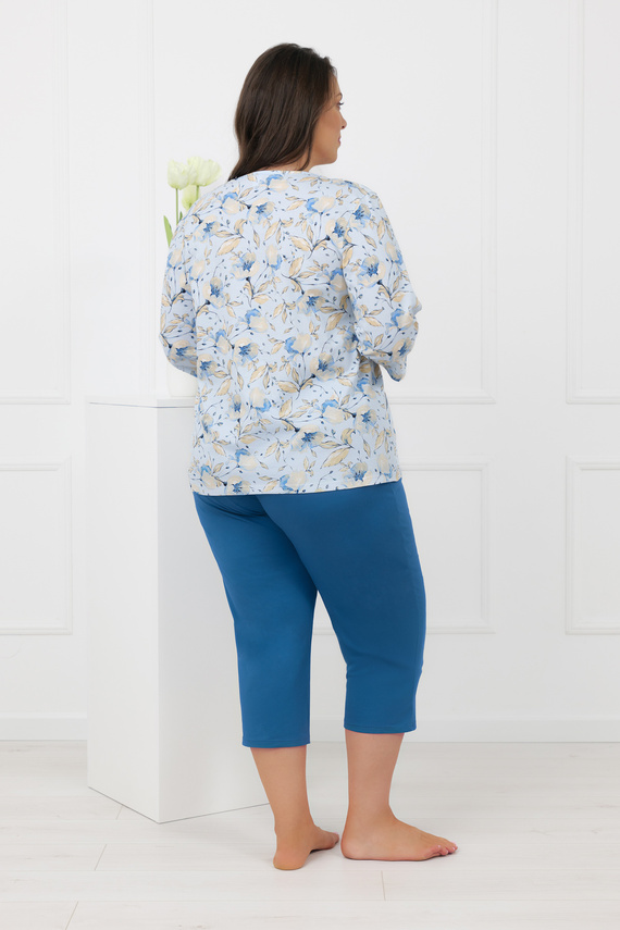 Pigiama donna Celozja Moda italiana 100% cotone manica 3/4 pantaloni 3/4