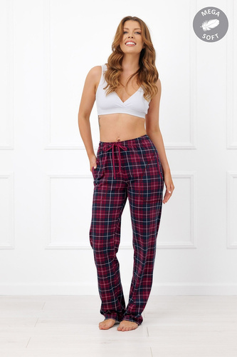 Italian Fashion Alana Pantaloni lunghi da donna in cotone Mega Soft a quadri