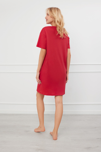 Camicia da notte Evora a maniche corte Moda Italiana - rosso