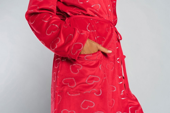 Accappatoio Elixir da donna con tasche Italian Fashion - rosso/stampa