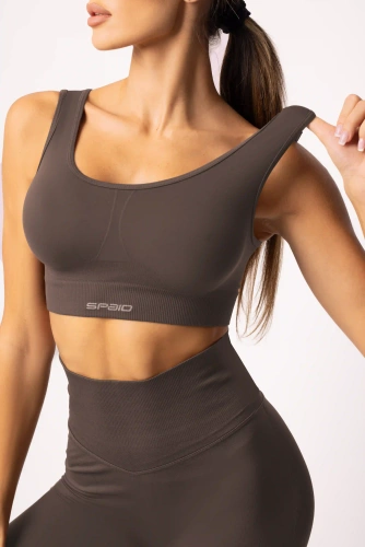 Reggiseno sportivo SPAIO Flex 2.0 senza cuciture in cioccolato - sostegno stabile e comfort