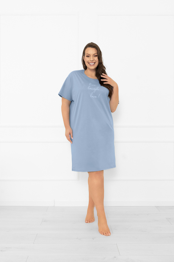 Camicia da notte da donna Ksara - manica corta, cotone Italian Fashion - acciaio