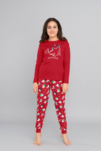 Kasjana Pigiama da bambina Moda italiana- rosso/stampa rosso