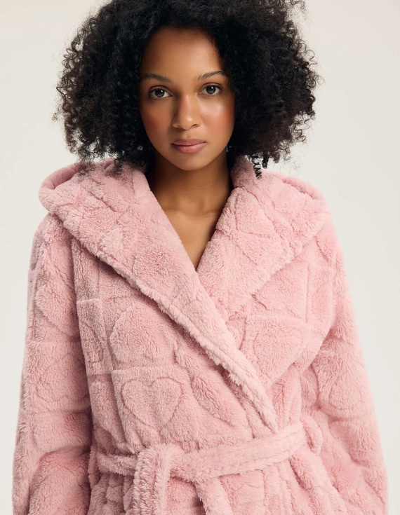 Henderson Gitte 45427 Accappatoio Donna Rosa Morbido con Cappuccio e Tasche