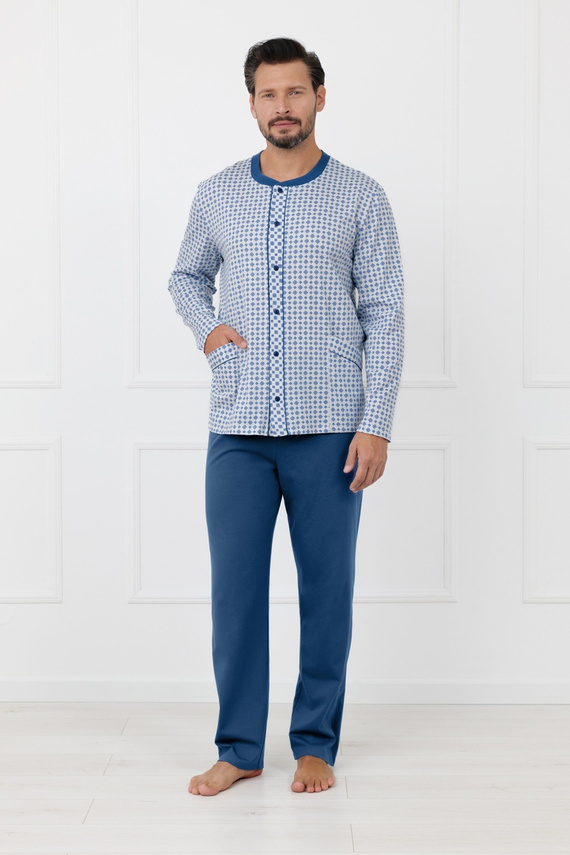 Pigiama uomo Homer Italian Fashion in cotone, aperta, lunga