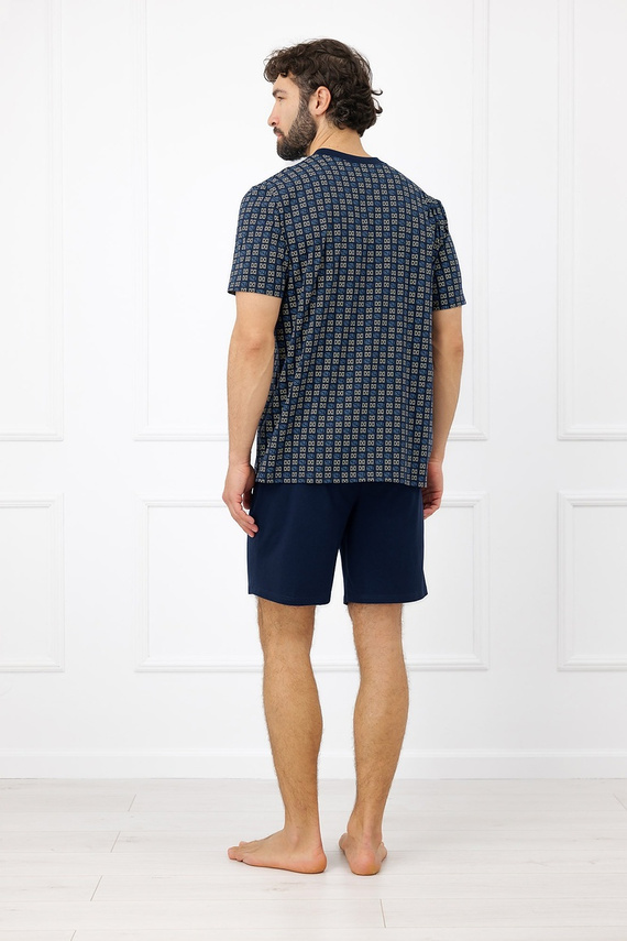 Pigiama uomo Rufin Italian Fashion in cotone, manica corta, pantaloncini, blu navy