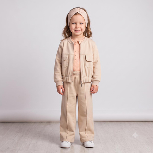221274 Kiku Nicol felpa beige da ragazza, modello corto
