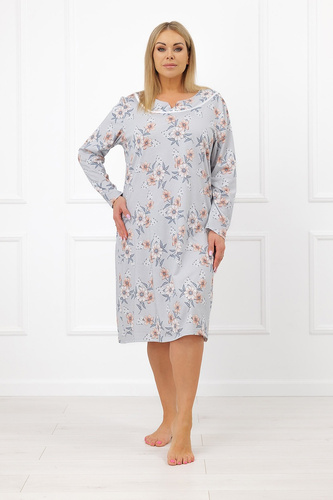 Italian Fashion Basma Camicia da Notte Donna 100% Cotone Lunga con Fiori