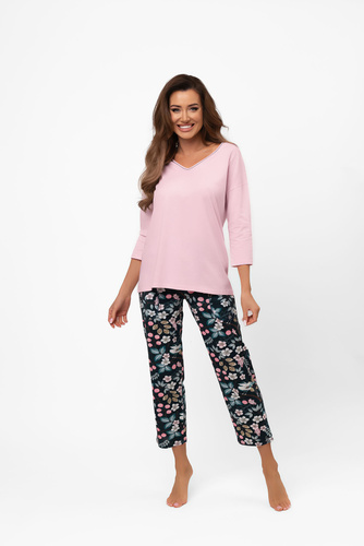 Pigiama da donna in cotone Marisal - camicetta 3/4, pantaloni 7/8 Moda italiana