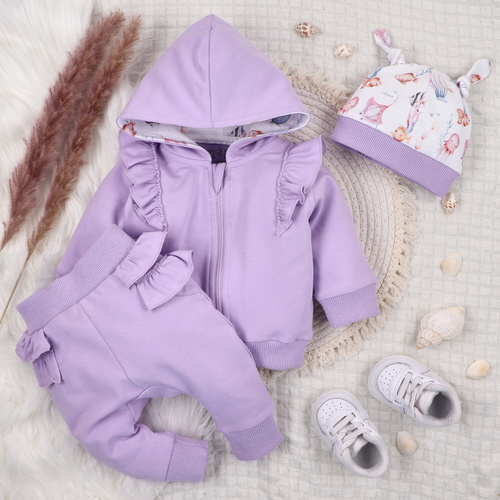 ABN-5488 Felpa in cotone organico Underwater World Nine, viola, con zip, con cappuccio