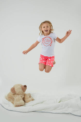 Pigiama da bambina Raba Italian Fashion - stampa bianca/raspberry