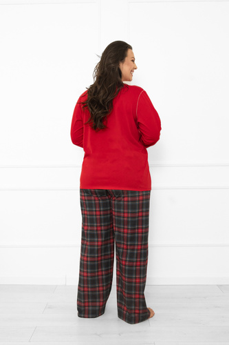 Pigiama da donna Italian Fashion in rosso - cotone, manica lunga e pantalone, a quadri