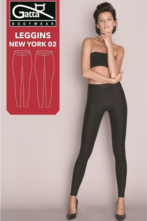 44123 Leggings New York 02 Gatta Black - Leggings coprenti in similpelle, Matowe, modellazione della silhouette