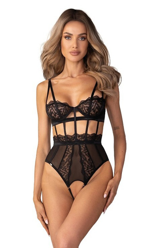 Body Hersis Crotchless Teddy Obsessive - body sexy in pizzo con cavallo aperto