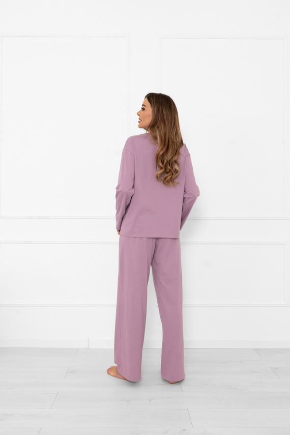 Pigiama da donna Ksara Italian Fashion - cotone, manica lunga e pantalone con tasche - erica