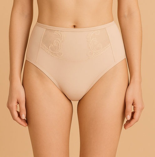 Mutandine da donna VF-474/469 - a vita alta, in pizzo, comfort Vena nudo