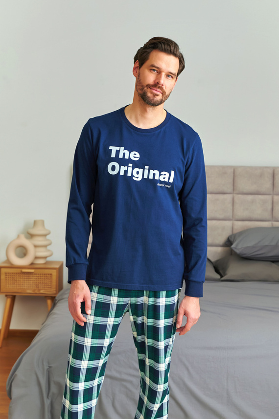 7341 Doctor Nap - Pigiama da uomo "The Original" | 100% cotone, produzione polacca - blu navy