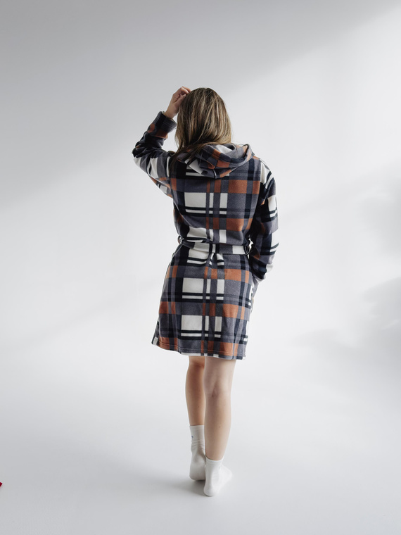 031 Coperta accappatoio De Lafense - vestaglia da donna in caldo pile Super Cozy, cammello