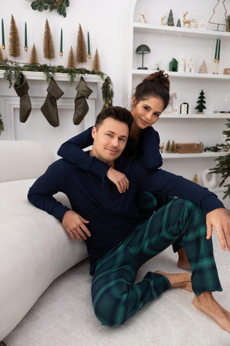 Pigiama Luke Sensis da uomo - cotone, lungo, a quadri verdi