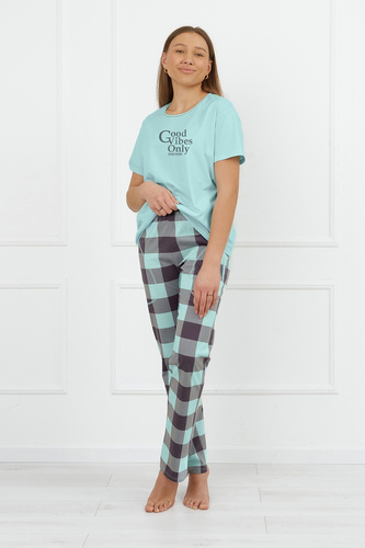 Pigiama donna Narina Italian Fashion cotone pantaloni lunghi manica corta