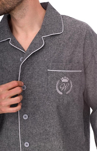 2533 Pigiama da uomo Zeus L&L - cotone, melange, con collo e bottoni