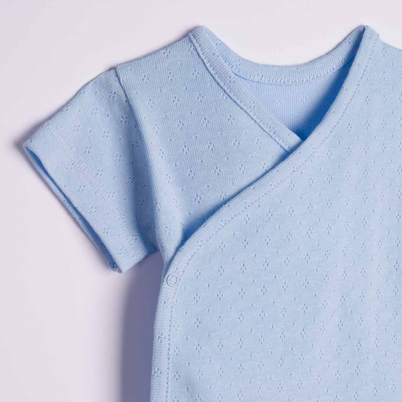 224040 Nicol Body incrociato per neonati blu 100% cotone traforato