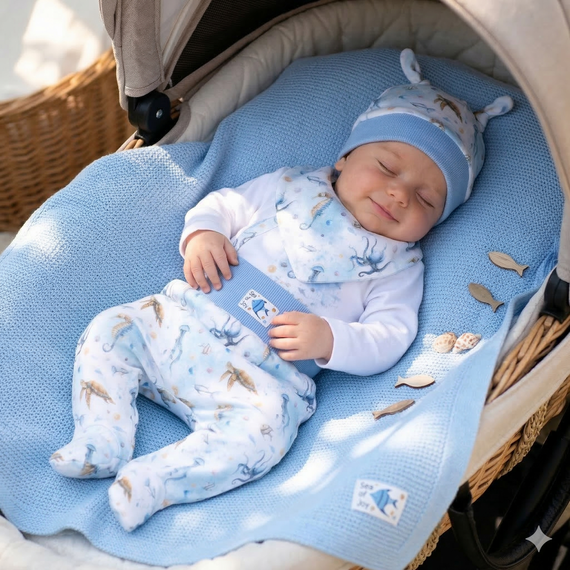 Completo neonato SEA OF JOY NINI cotone biologico OEKO-TEX morbido sicuro