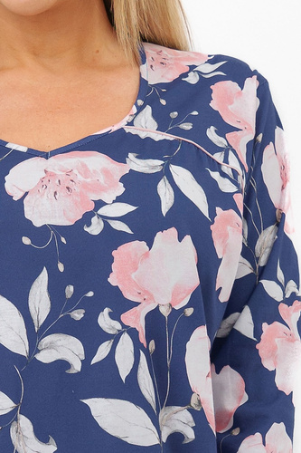 Koszula nocna Italian Fashion Ardizja 100% cotone con fiori e maniche 3/4