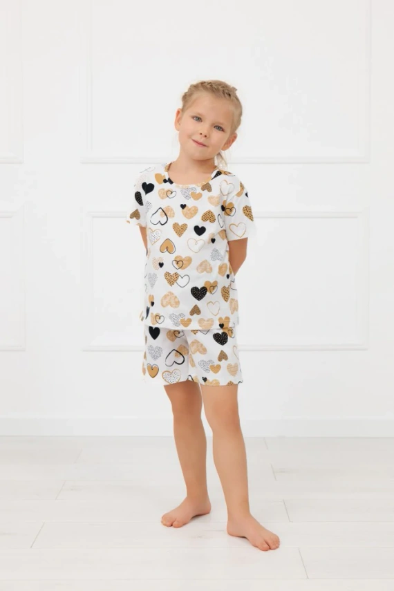 Pigiama per bambina Ariela Italian Fashion - cotone, manica corta, pantaloncino