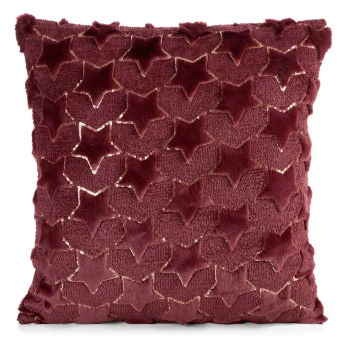 CHP313 Federa natalizia Eurofirany 45x45 con paillettes 3D stelle bordeaux