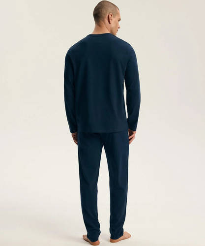 Pigiama uomo Henderson 45455 Indigo blu navy 100% cotone flanella